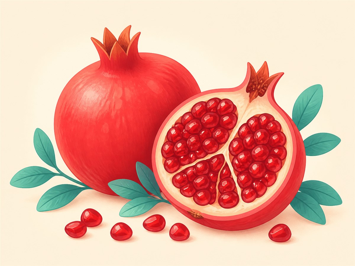 Fruitvolk-illustratie met granaatappels